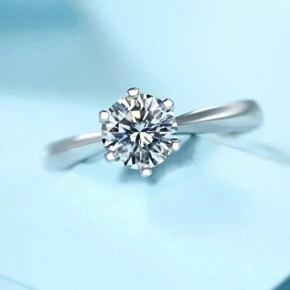 Certified 5ct. t.w. Diamond Moissanite Round Solitaire Engagement Ring NEW